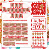 Hot Cocoa Bar Decoration Kit, Gingerbread Man Theme Hot Cocoa Bar Banner Christmas Hot Chocolate Bar Supplies Sign Toppings Labels Cup Stickers For Winter Baby Shower Christmas Birthday Decorations