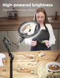 14 Inch LED Ring Light with Overhead Phone Mount Stand and Holder for Video Recording Streaming and Content Creation