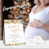 Diaper Raffle Game Kit For Baby Shower, 50 Cutie Orange Diaper Raffle Tickets & 1 Standing Sign, Gender Reveal, Baby Shower Decorations, Party Favor & Supplies - A01