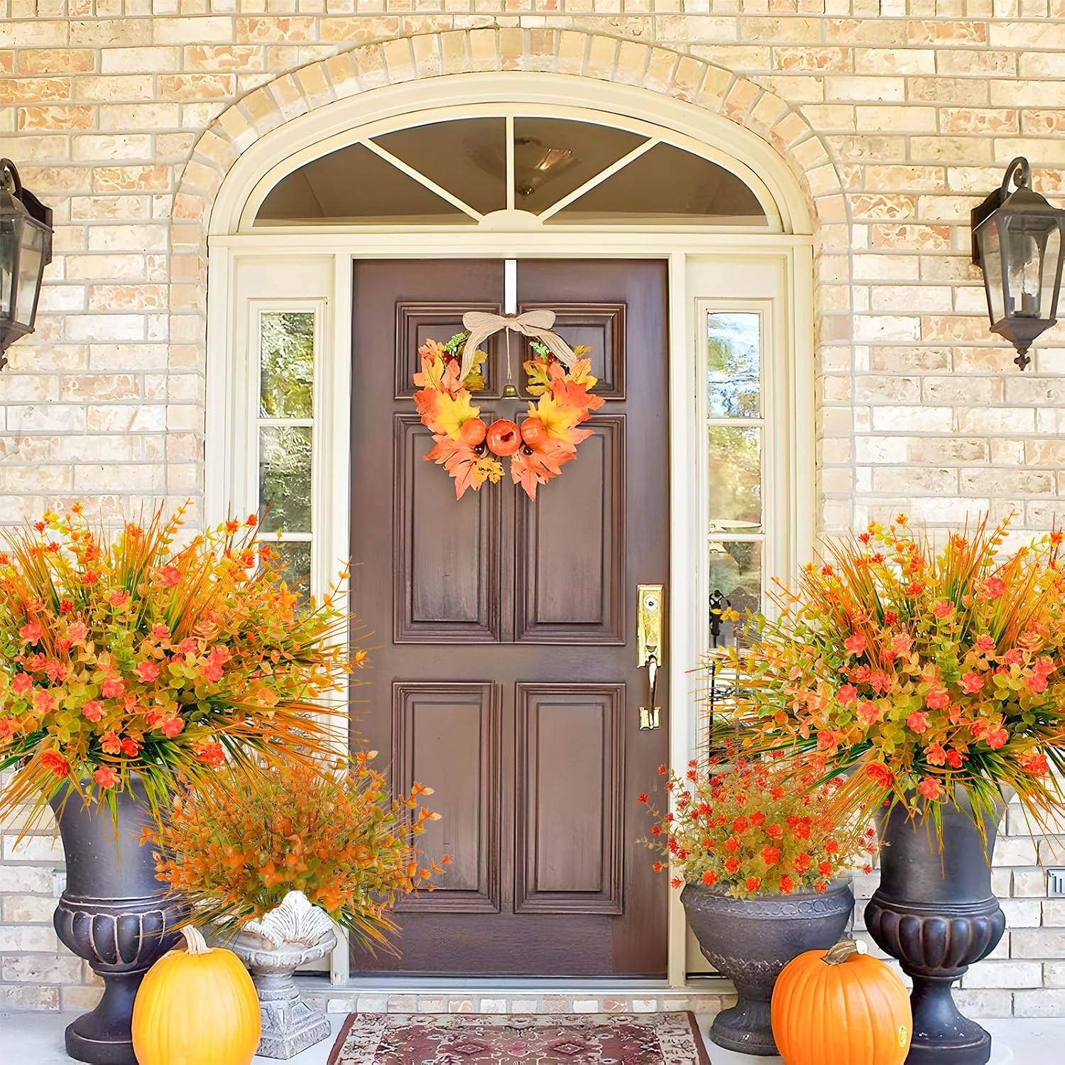 20 Bundles Artificial Fall Flowers Outdoor Uv Resistant Fake Autumn Flowers No Fade Faux Plastic Plants Thanksgiving Garden Window Box Farmhouse Décor