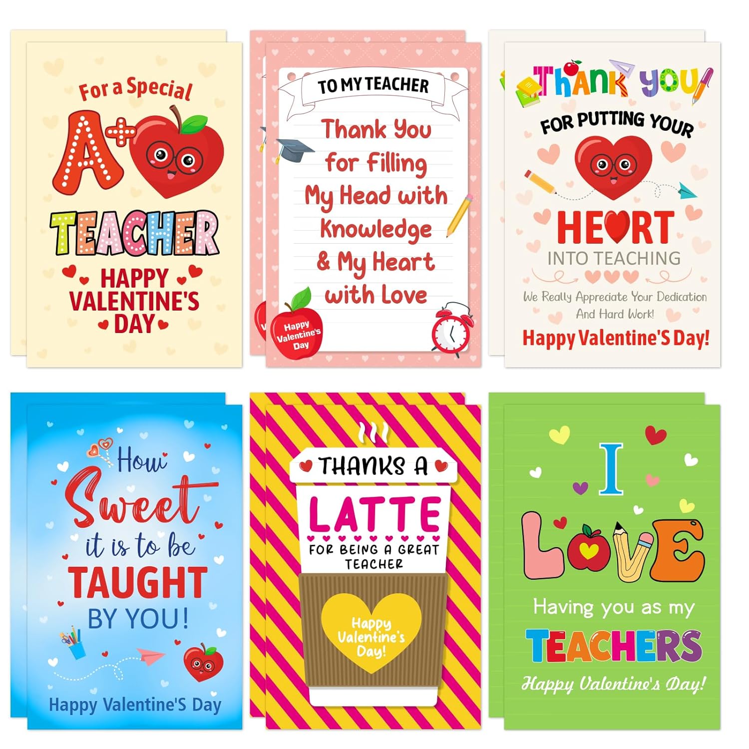 12Pcs Valentines Day Cards For Teachers Valentine’S Day Thank You Cards For Teacher Valentine Cards With Envelopes Happy Valentine’S Day Appreciation Greetin Card Gifts For Teacher
