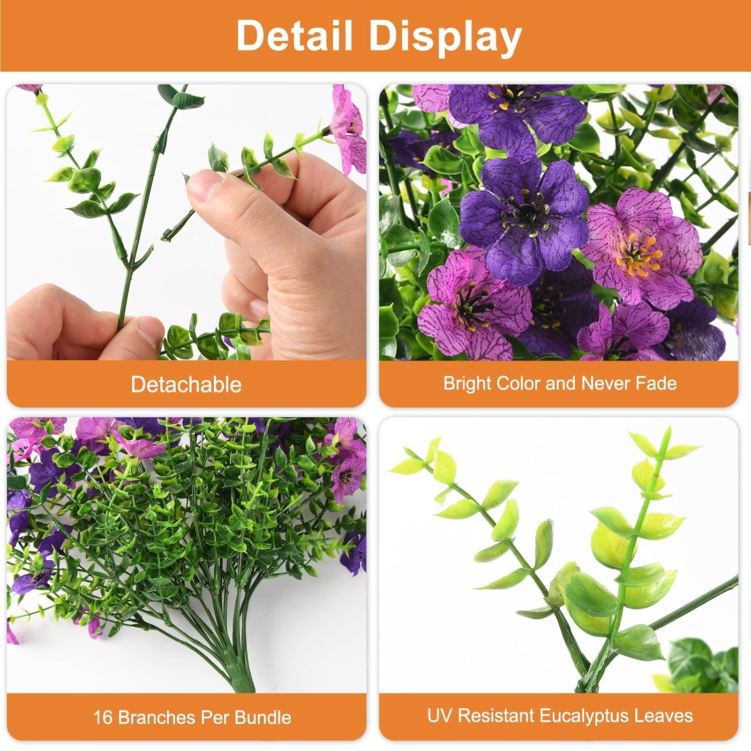 Artificial Hanging Flowers For Outdoors, 2 Pcs Fake Hanging Plant Spring Summer Decor, Uv Resistant No Fade Faux Silk Daisy Flower For Planter Front Door Porch Patio Yard Garden(Double Purple)