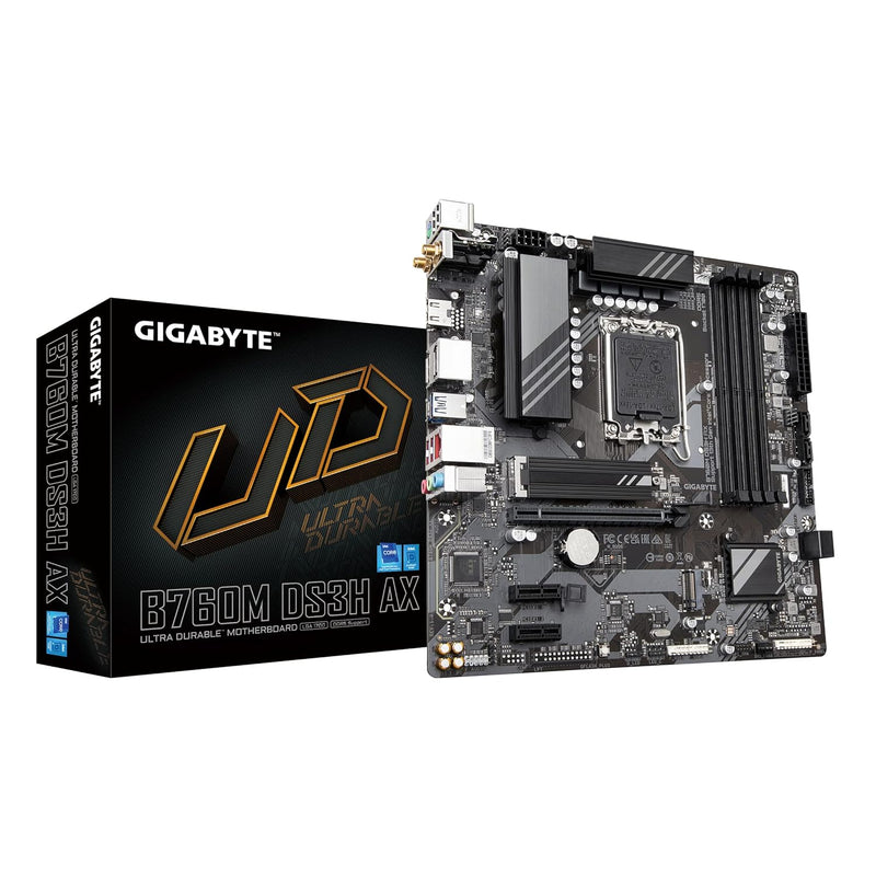 GIGABYTE B760M DS3H AX (LGA 1700/ Intel/ B760/ M-ATX/ DDR5/ 2* M.2/ PCIe 4.0/