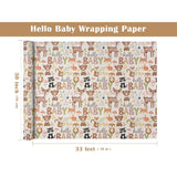 30 Inch Baby Shower Wrapping Paper Roll - 30 Inch X 33 Feet - Little Woodland Animal Wrapping Paper For Baby Shower, Kids Girls Boys Birthday