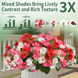 Artificial Flowers For Outdoors 6 Bundles Uv Resistant Silk Flowers For Outside, Real Touch Faux Hibiscus Bouquets Tropical Faux Plants Fake Flowers For Outside Planter Front Porch Yard Home Decor