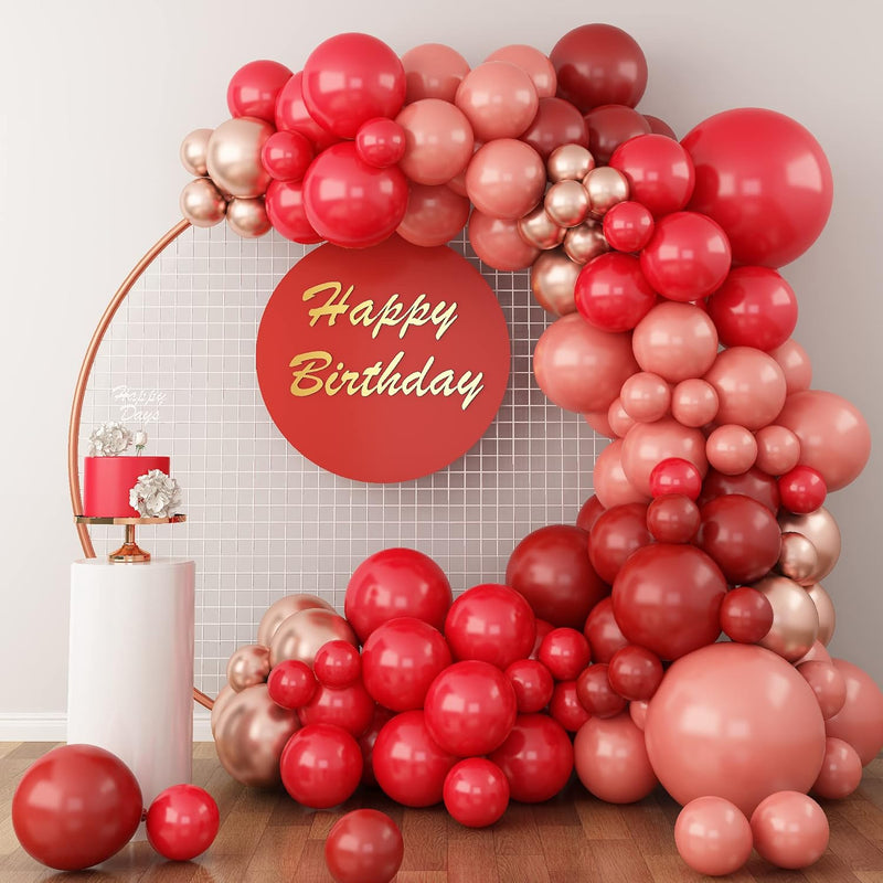 Red Balloon Garland Kit, Balloon Arch Kit 112 Pcs, Red Retro Maroon An