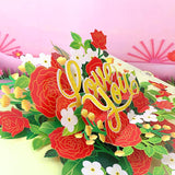 4Bo Valentines Pop Up Card, Roses Flower Pop Up Card For Mother, Mom, Grandma, 3D Birthday Card, Pop Up Anniversary Cards For Wife, Husband, Birthday Gift, I Love You Card
