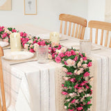 9 Pack 72 Ft Artificial Flower Garland, Fake Pink Roses Vines Silk Flowers Faux Plastic Outdoor Hanging Floral Ivy Garland Decorations For Wedding Arch Bedroom Home Wall Backdrop Room Decor