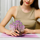 3D Wisteria Tree Pop Up Valentines Day Card, With Detachable Popup Keepsake, Gift For Valentine'S Day, Birthday, Graduation, Get Well, Thank You, All Occasion Or Just Because - Oversized 10" X 7" Cards - With Envelope And Note