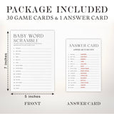 Baby Word Scramble Game Kits For Baby Shower - Minimalism Pearl White - 30 Fill In The Blank Game Cards With 1 Answer Card Each Set, Gender Reveal, Gender Neutral Party Supplies - A07