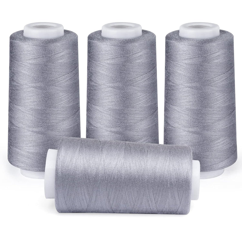 3000 Yards Serger Thread Cones 4 Pack Spools Grey Polyester Sewing Thread Purp