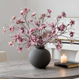 3Pcs Artificial Magnolia Flowers Stems For Spring Decoration, Faux Purple Magnolia Branches With Buds, 34.5" Long Stems Floral Arrangement For Vase Pot Table Centerpiece Indoor Decor
