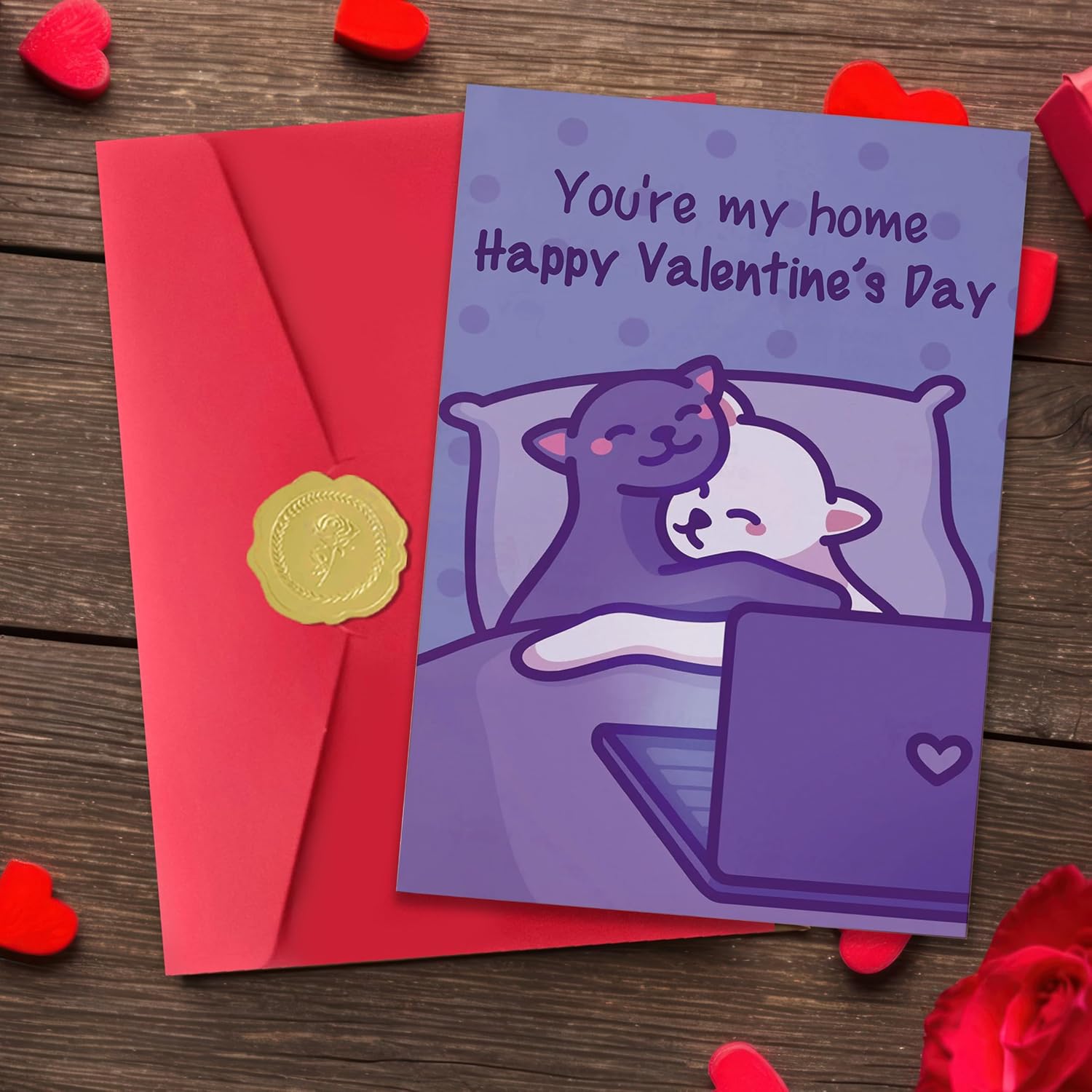 Valentines Day Card,Valentines Day Cards Gifts For Him Her,Valentines Day Card For Husband Wife Boyfriend Girlfriend Fiance Fiancee Men Women With Cute Cat Couples Design