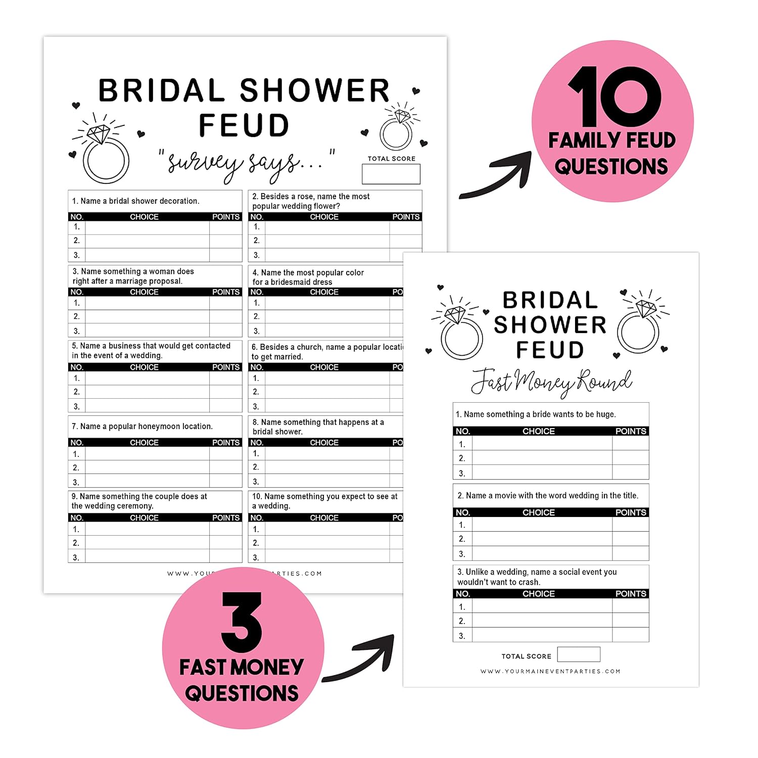 Bridal Shower Feud Game Fun Neutral Decorations 50 Bridal Fued Cards 3 Fast Money Round Cards 1 Instruction Card Included