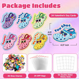 24 Pack Valentines Day Cards With Shoe Charms For Kids Valentines Day Classroom Exchange Gifts For Boys Girls(24 Cards, 48 Shoe Charms)