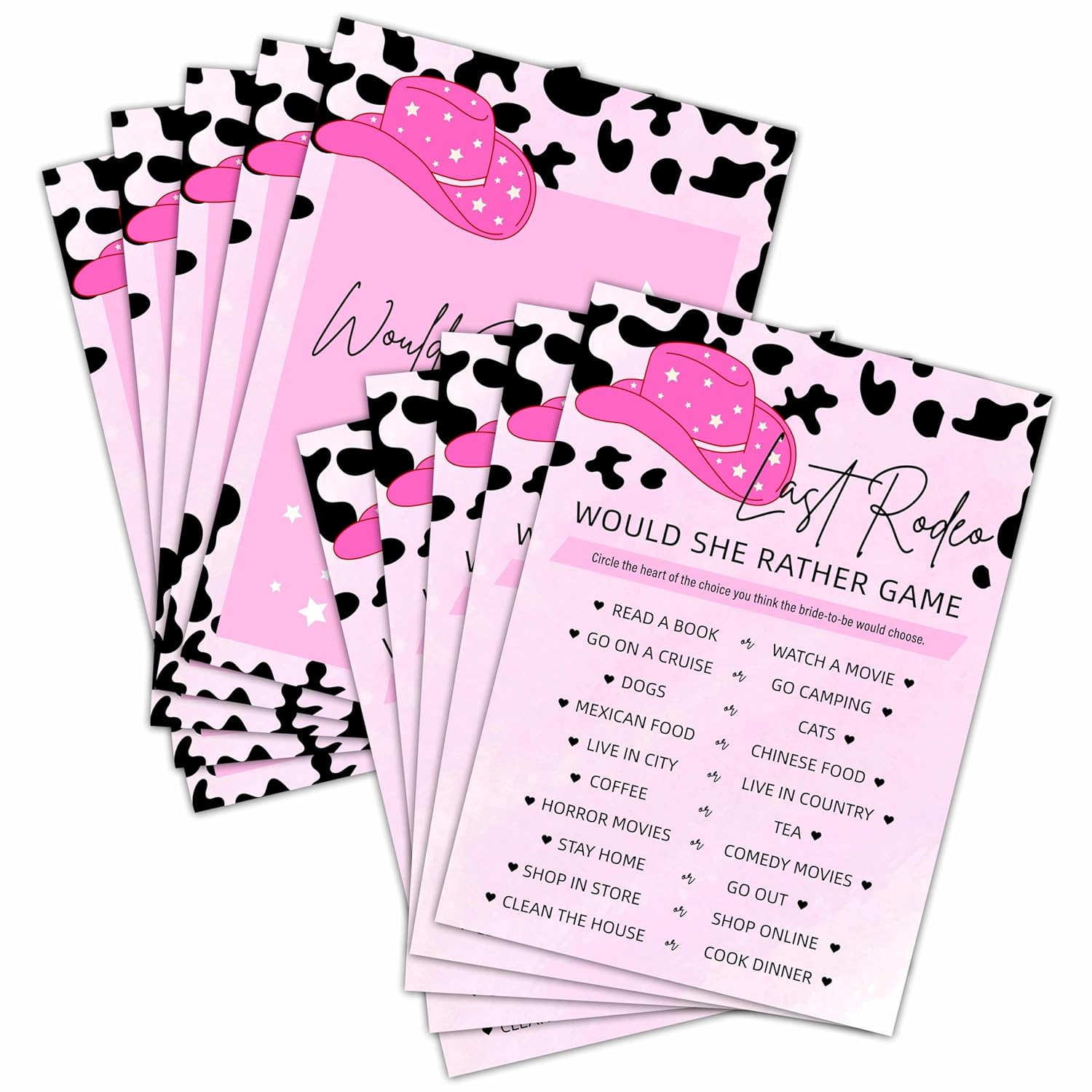Last Rodeo Bachelorette Game - Nashville Cowgirl Bridal Shower 'Would She Rather' Party Game - 25 Cards (Ages 18+)