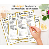 36Pcs Who Knows Graduate Best Graduation Game Cards - Class Of 2026 Graduation Party Games Card Graduation Games For Parties Senior High School College Graduation Party Favor Supplies