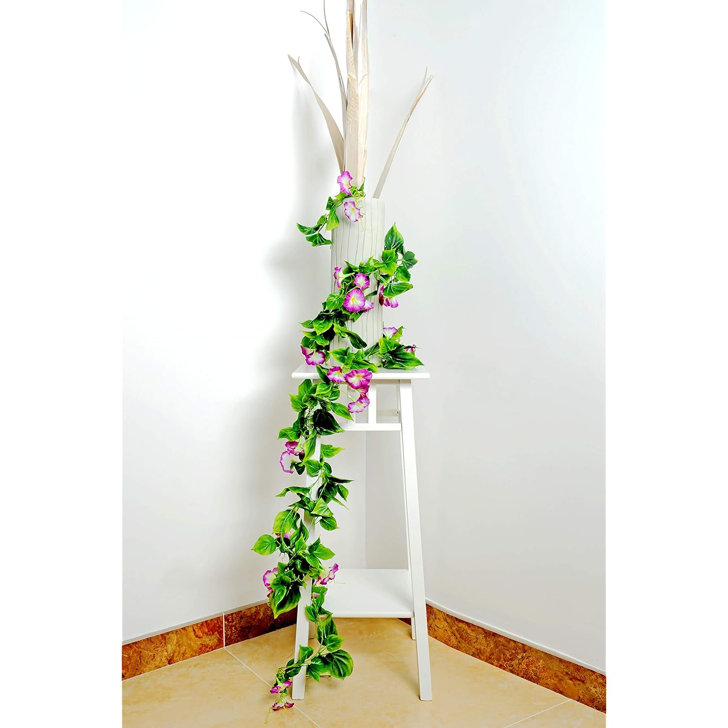 Artificial Morning Glory Flower Vines, 2Pcs 15Feet Hanging Plants Silk Garland Fake Green Plant Home Garden Wall Fence Indoor Outdoor Wedding Birthday Decor