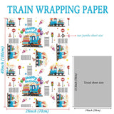 Birthday Train Wrapping Paper For Boys Kid - White Gift Wrap With Train Happy Birthday Balloons, Cake And Gifts Train Tracks For Baby Shower - 28X40 Inches, 4 Folded Sheets