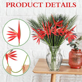 28 Pcs Bird Of Paradise Stems Artificial Plant 22 Inch Faux Tropical Flowers And 19.7 Inch Fake Palm Leaves For Garden Verandah Wedding Floral Arrangement Hawaiian Luau Decorations