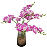 6 Purple Orchid Artificial Flowers Real Touch, 23'' Artificial Faux Realistic Latex Orchid Stem Bouquets, Fake Phalaenopsis Flower For Wedding Home Arrangement Décor (6, Rose Red + White Edge)