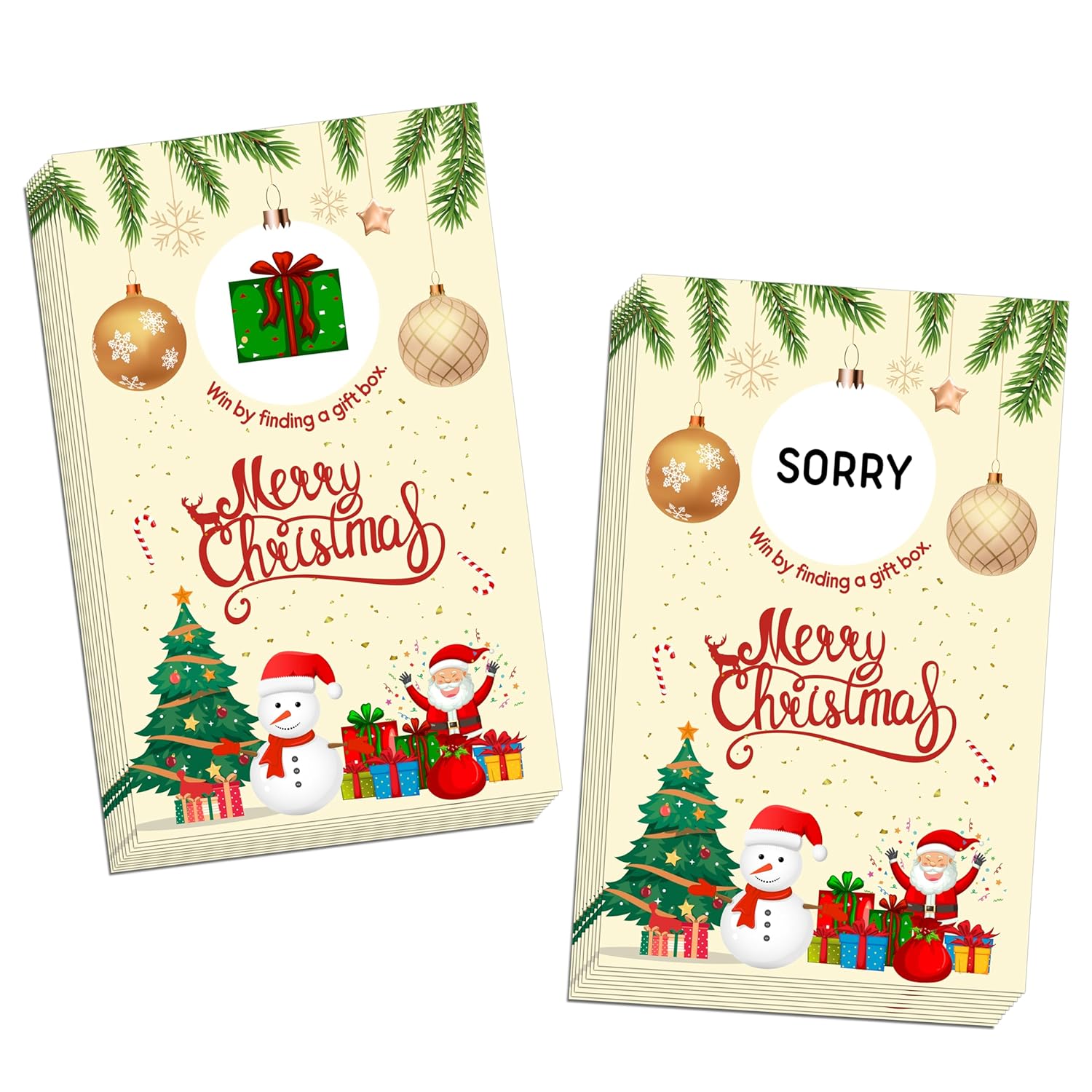 Christmas Games -50 Pack, Scratch Off Christmas Party Game, Santa Party Activity For Groups Family Adults Festive Raffle Tickets, Holiday Games Ideas Activities Supplies, A17