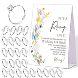 Boho Wildflower Don'T Say Bride Or Wedding Game, Put A Ring On It Bridal Shower Game With 50 Fake Rings, Bridal Shower Decorations, Wedding Shower Or Bachelorette Party Supplies - 14