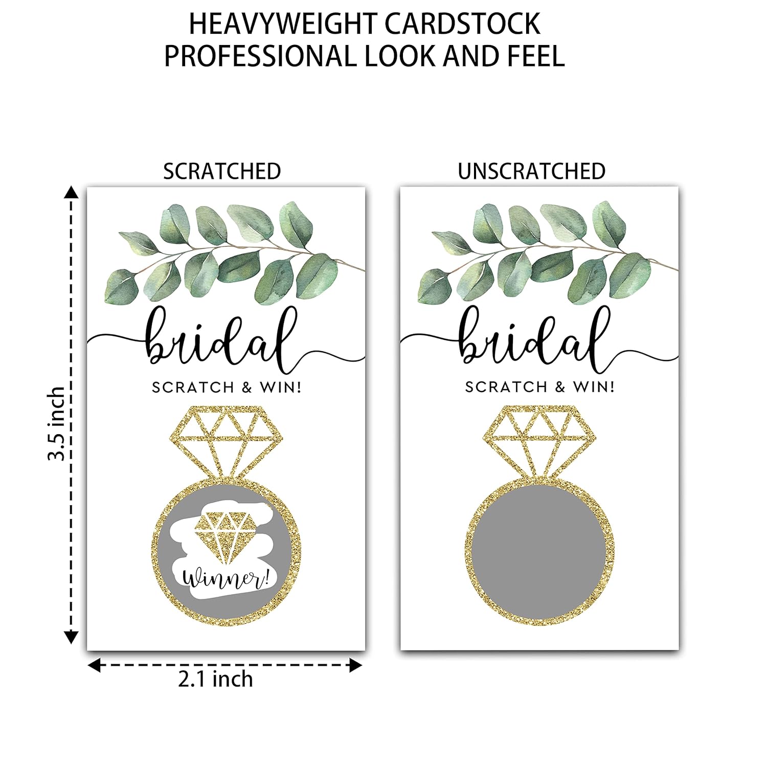 Bridal Shower Scratch Off Game Cards, Eucalyptus Greenery Bridal Lottery Tickets, Gold Foil Wedding Shower Games Ideas, Bachelorette Party Activities & Decorations (50 Pack)-15