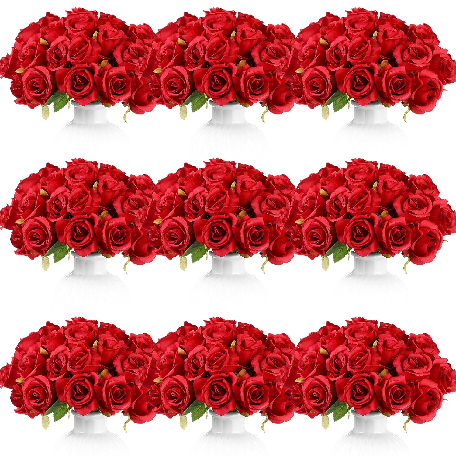 120 Pcs Artificial Rose Flowers Bouquet Silk Realistic Flowers Bulk Centerpieces Diy Bride Fake Rose For Home Bridal Wedding Party Decorations(Red)