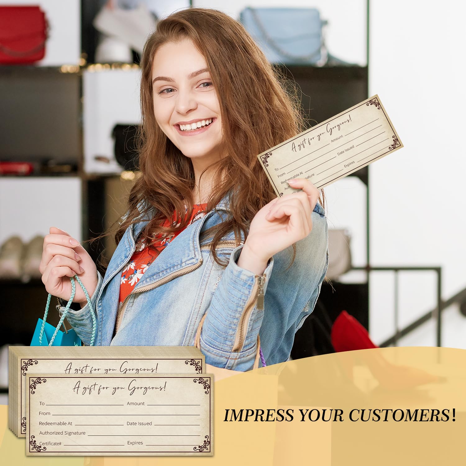 Vintage Gift Certificates For Business, For Spa Salon Restaurants Wedding Bridal Customer Custom Client Vouchers Coupon Birthday Christmas, 25 Pcs Blank Gift Cards -004