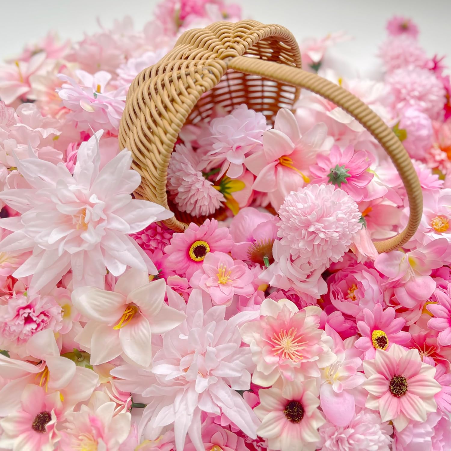 Fake Flowers Pink Rose Artificial Flowers Bulk Small Faux Flowers Heads For Crafts Diy Home Spring Wreath Garden Floral Party Wildflower Garland Decor Mini Silk Fabric Flowers Decoration 3-12Cm (Pink)