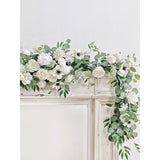 8Ft Eucalyptus And Willow Leaf Garland With Artificial Flowers Fake Flower Peony Rose Vine Greenery Decorative Wall Hanging Plant For Spring Wedding Arch Backdrop Door Arrangement Party Decor