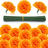 50Pcs Artificial Marigold Flower Heads, Silk Marigold Heads Bulk Fake Flowers For Dia De Los Muertos Decor Diy Marigold Garland Day Of The Dead Decorations