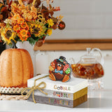Smile Thanksgiving Wooden Decor Indoor, Turkey Decor Gobble Thankful Faux Books Bundle, Thanksgiving Table Tiered Tray Kitchen Decorations