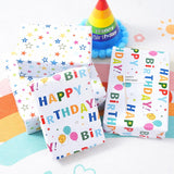 Reversible Birthday Wrapping Paper Roll For Boys Girls Kids - Mini Roll - 17 Inches X 33 Feet - Colorful Happy Birthday Lettering Balloon And Stars Design For Boy Girls Kids