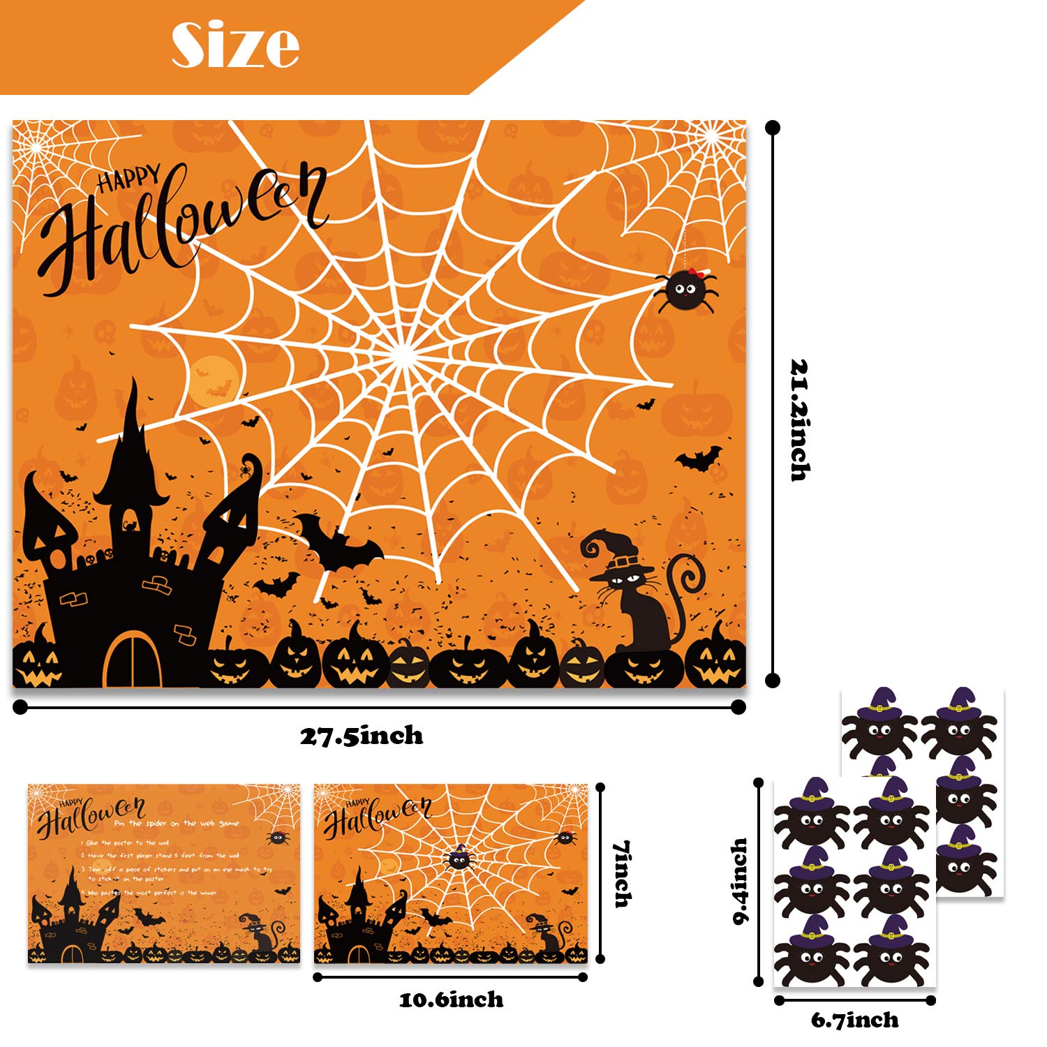 Halloween Party Games Pin The Spider On The Web Game Reusable Pin Game Spider Web Halloween Party Favor Supplies For Kids Girls Boys