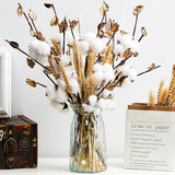 24 Pieces Farmhouse Cotton Flowers 17.7 Inch Fake Artificial Cotton Stems With Head Dried Wheat Stalks Natural Wheat Bouquet Bunch For Graduation Bouquet Table Home Kitchen Wedding Office Decor