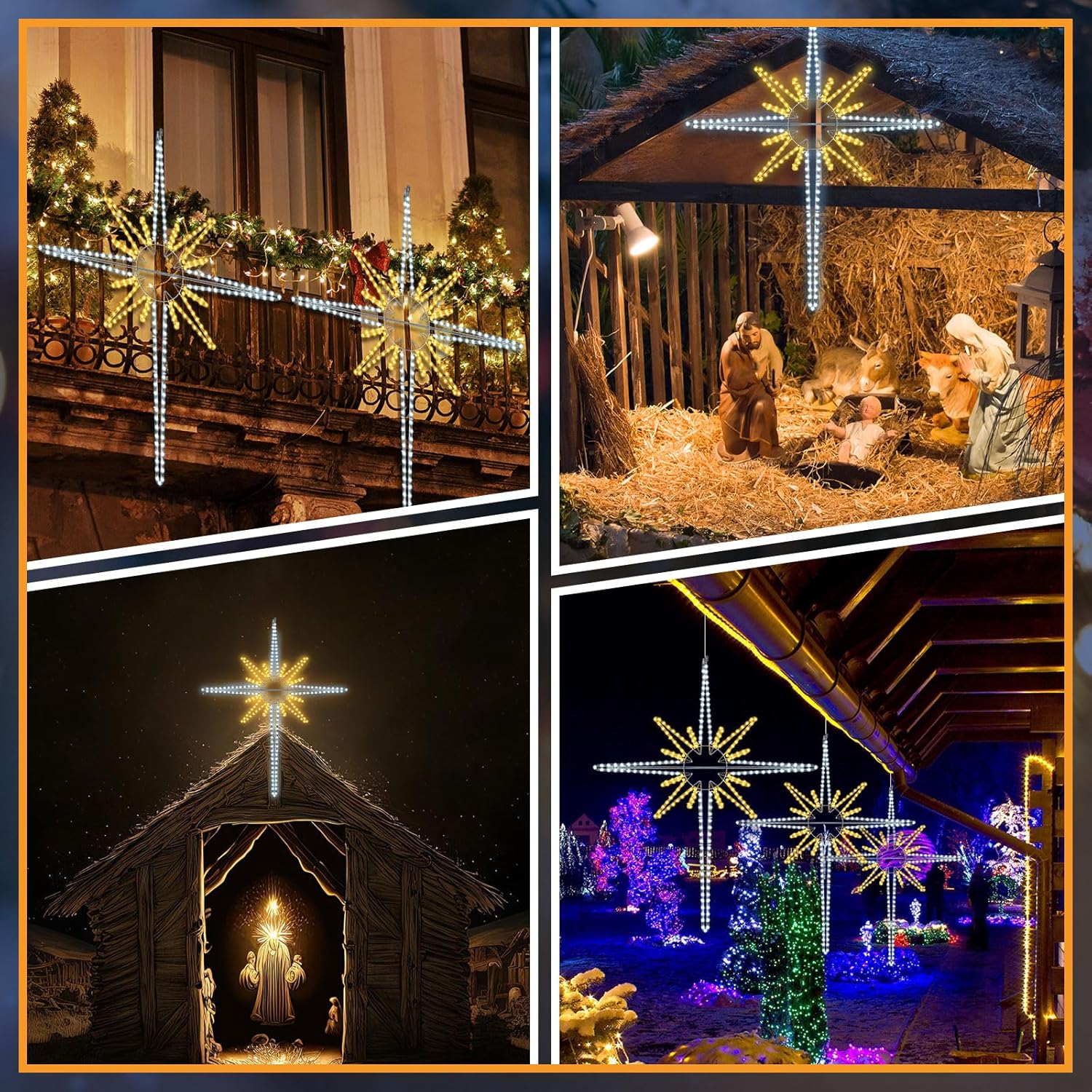 Large Christmas Bethlehem Star, Lighted Star Of Bethlehem, Led Christmas Star Lights Plug In Rope Light For Outdoor Indo
