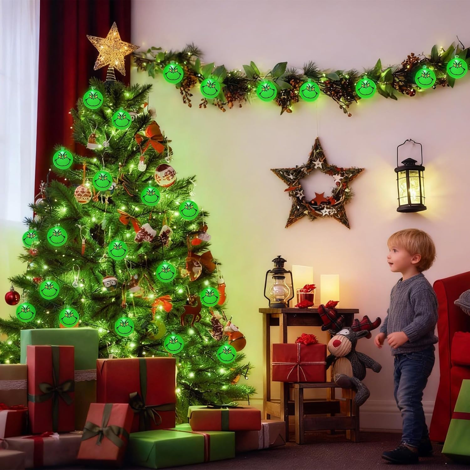 Green Christmas Lights, 30 Led 10 Ft Battery/Usb Powered String Lights, Christmas Tree Decorations For Home Garden Indoo