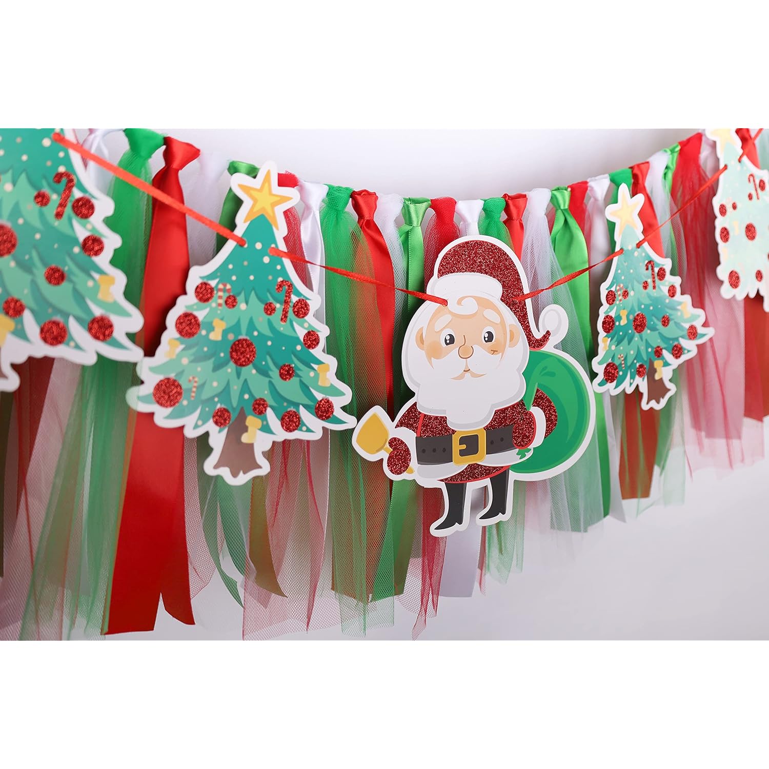 Christmas Highchair Banner Decoration For Baby - High Chair Fabric Garland, Merry Christmas Banner Photo Props, Handmade Party Theme Pull Flag Mantle