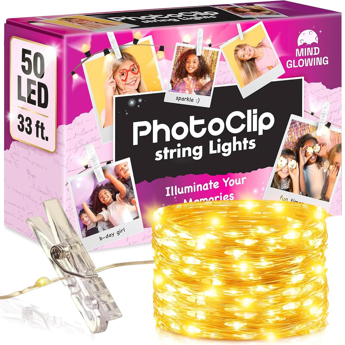 Photo Clips String Light - Warm White Fairy Lights With Clips For Hanging Pictures - Teen Girl Room Decor, Trendy Stuff - Birthday Gift For Any Year Old Tween Girls (50 Led, 16.4 Ft)