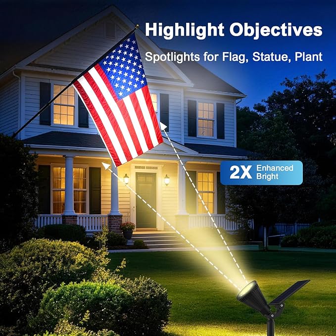6 Pack Solar Spot Lights Waterproof Warm White 2 Mode Auto On Off Yard Garden Lights