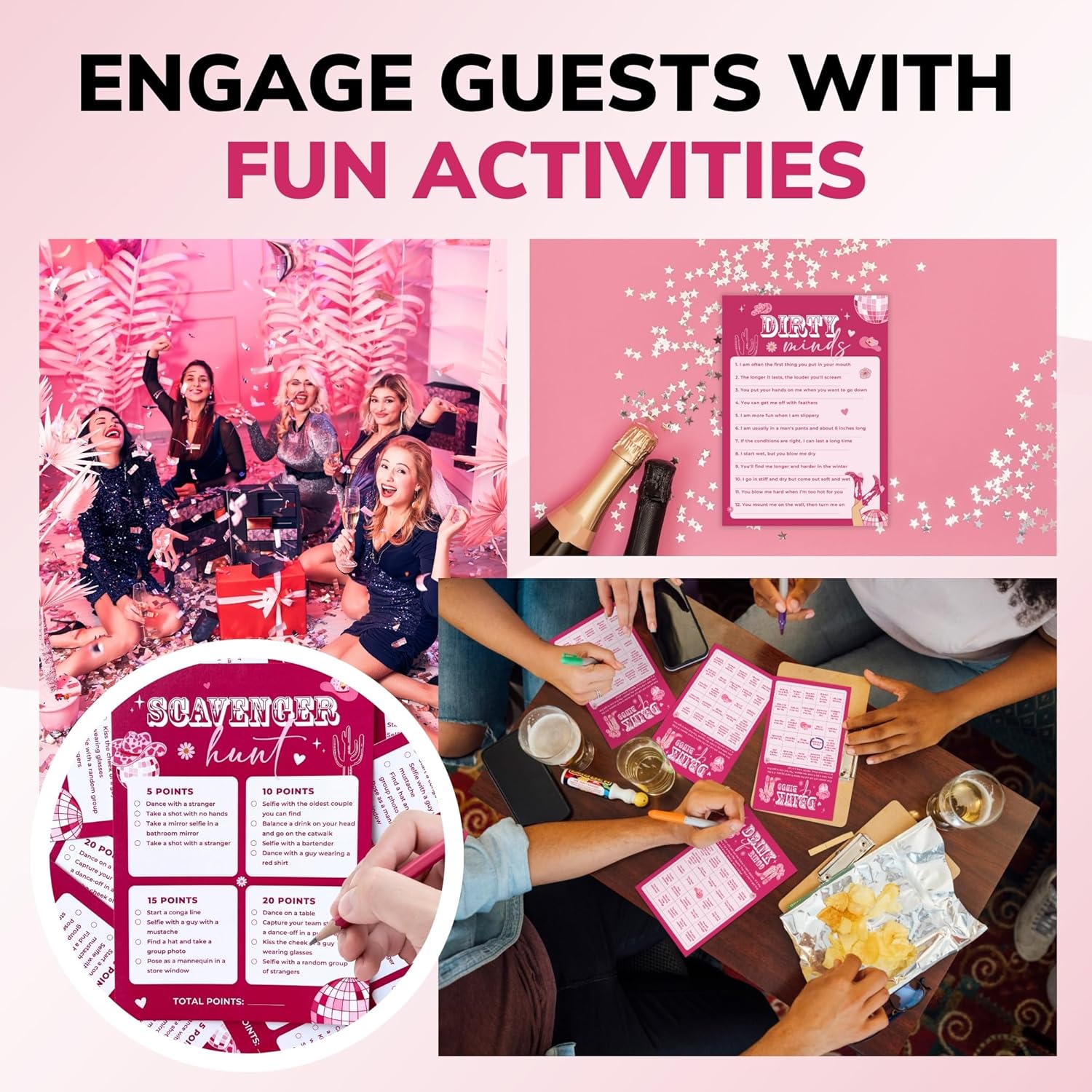 Funny Bachelorette Party Games - Bachelorette Games For Parties Scavenger Hunt, Bach Game Bachelorette Bingo Card Games For Bridal Shower Game