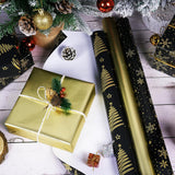 Christmas Wrapping Paper Rolls, Mini Roll - 3 Rolls Black And Gold Xmas Wrapping Paper, Gold Foil Christmas Trees And Snowflake Wrapping Paper For Xmas, New Year, Winter Holiday, Party, 17 X 120 Inch Each Roll