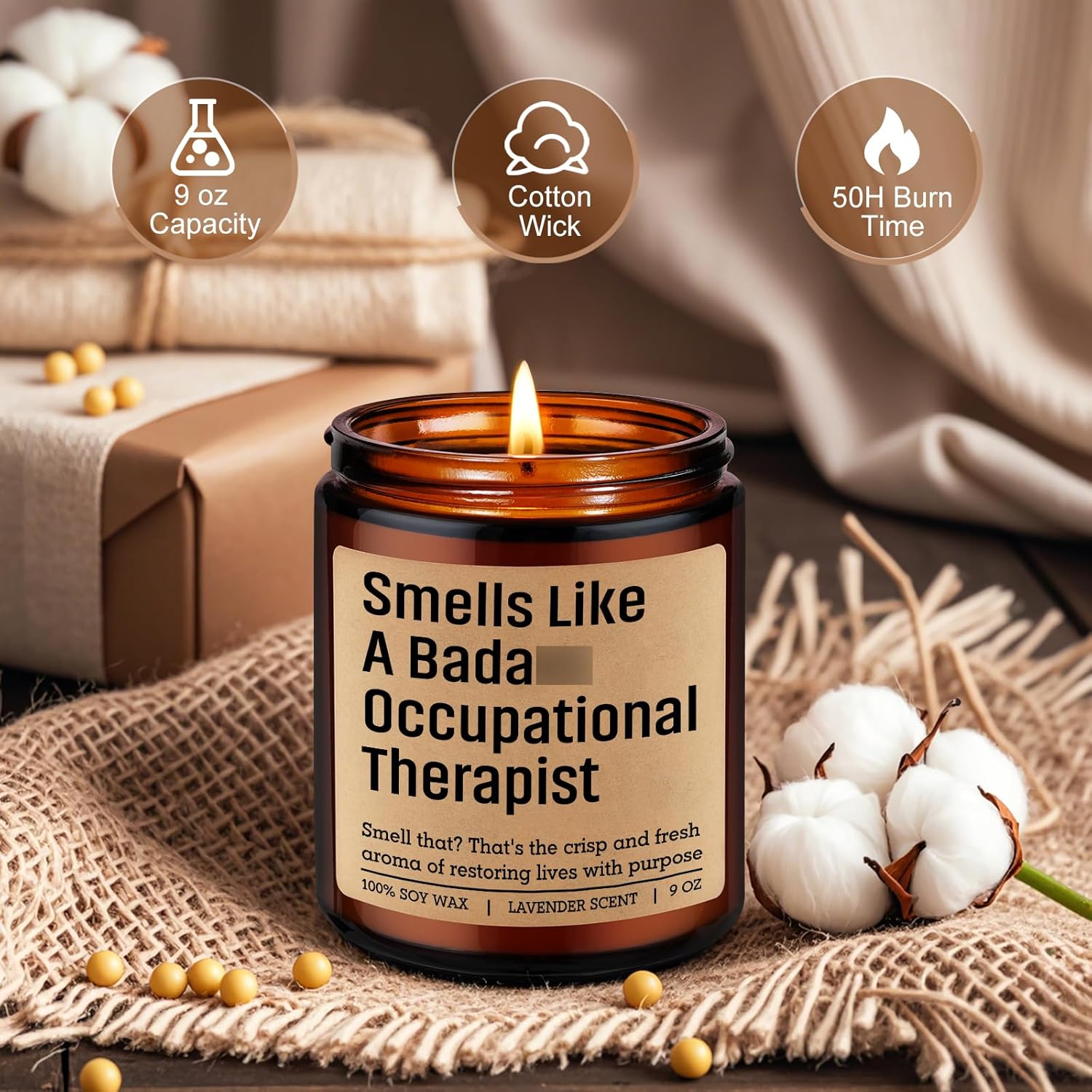 Candle, Occupational Therapist Gifts - Occupational Therapy Gifts For Women, Men - Funny Appreciation, Ot Graduation, Birthday, Valentines Day, Ot License Present For School Student, Grad, Otr