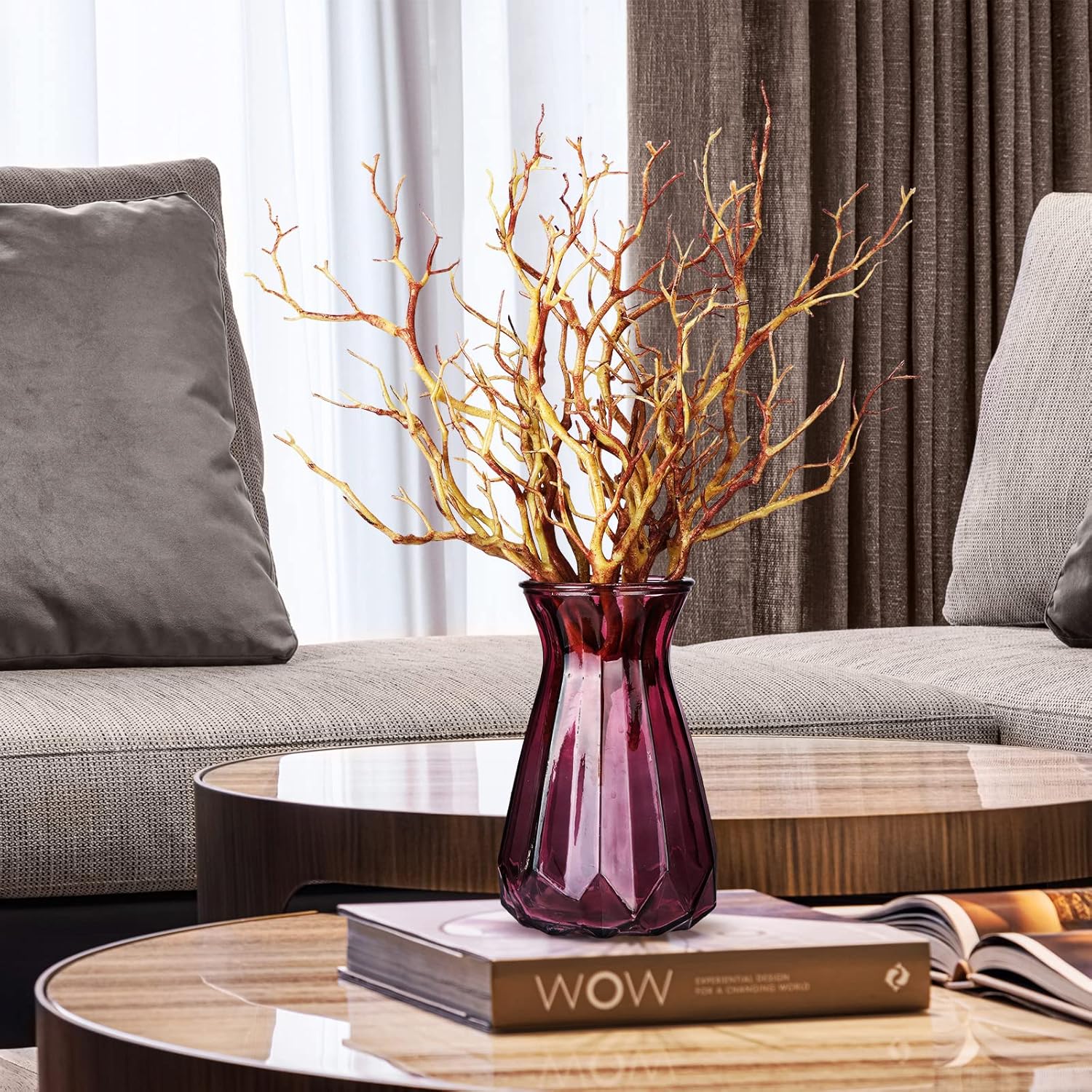 13.8 Inch Small Manzanita Branches Plastic Faux Branches Artificial Antler Shaped Tree Branch Decorative Plant Twigs For Home Wedding Table Centerpiece Festival Decors(Light Brown,10 Pieces)