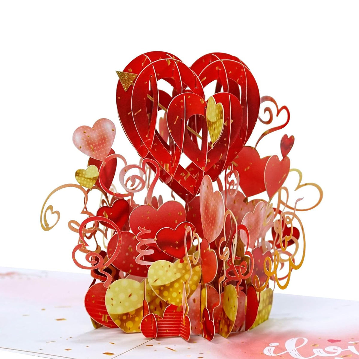 3D Heart Balloon Pop Up Card With Notecard – Romantic I Love You Valentine Anniversary Greeting – Thinking Of You Keepsake For Wife Girlfriend Women – 6 X 6 Inch
