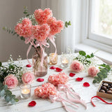 1 Set Heart Shaped Artificial Hydrangea Decor, Romantic Valentine Heart Flower For Home Table Vase Decoration, Pink Red Floral Decor Small Thoughtful Gift For Her Women (Pink)