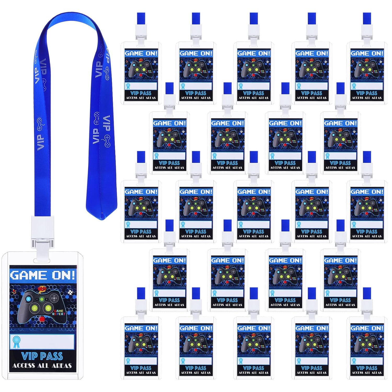 24 Pcs Video Game Party Favors Vip Video Game Lanyard Vip Pass Holder Card Tickets For Birthday Party Supplies