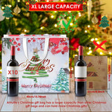 10 Pcs Extra Large Christmas Gift Bags, 15.7'' X 14.2''X 5.9'', Christmas Tote Bags With Handles, Reusable Non-Woven Shopping Bag For New Year, Xmas'S Party Supplies Decorations